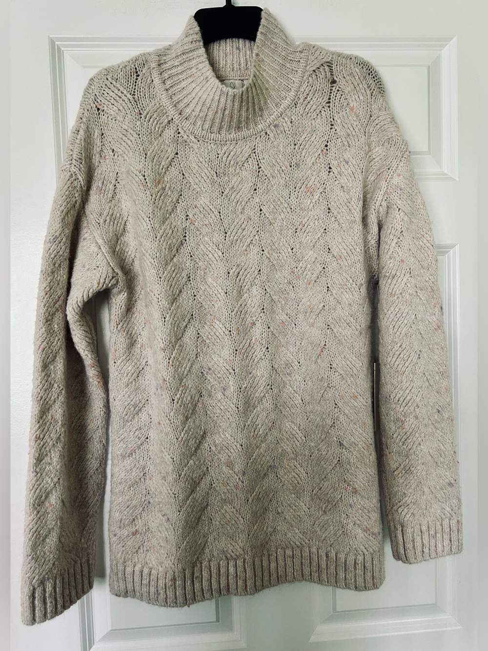 Joie Cream Cable Mock Turtleneck Sweater